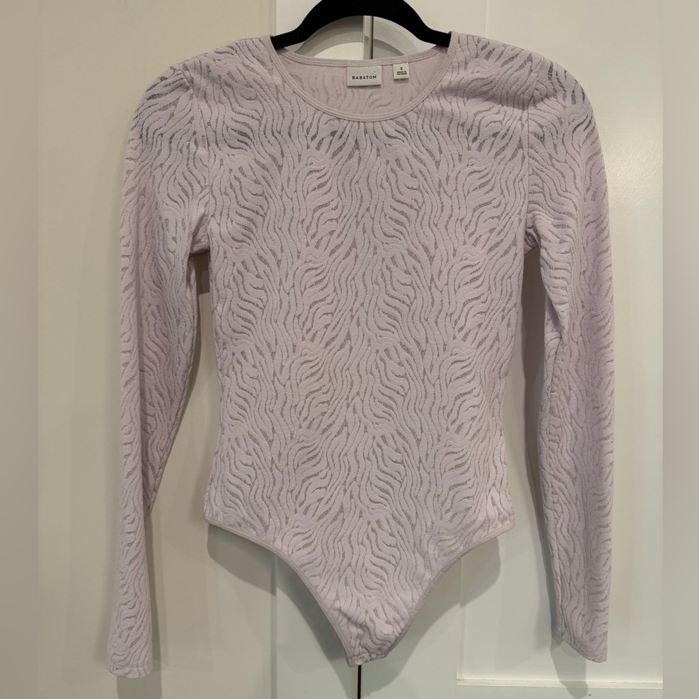 Babaton Lavender Shapelace Crew Longsleeve Bodysuit Sz Small Balletcore Coquette